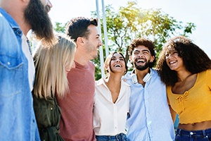 friends laughing together on an outing