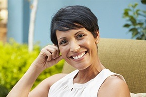 Older woman smiling outdoors