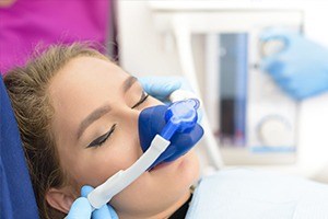 Relaxed patient with nitrous oxide nose mask